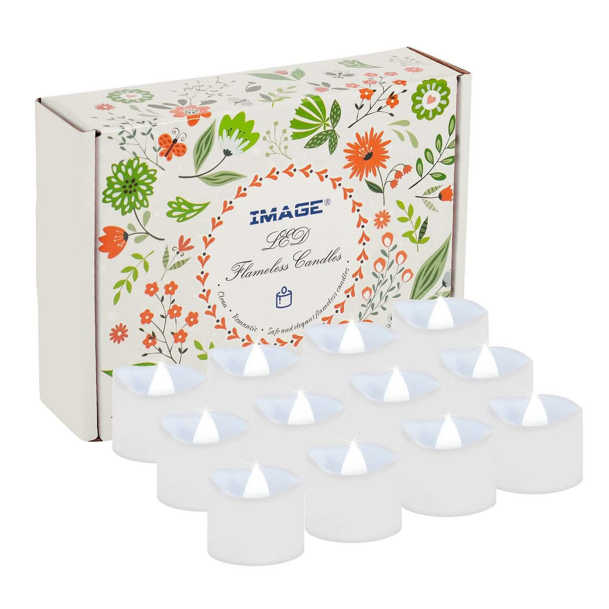 12-Pieces: LED Tealight Candle with 100-Pieces Fake Rose Petals