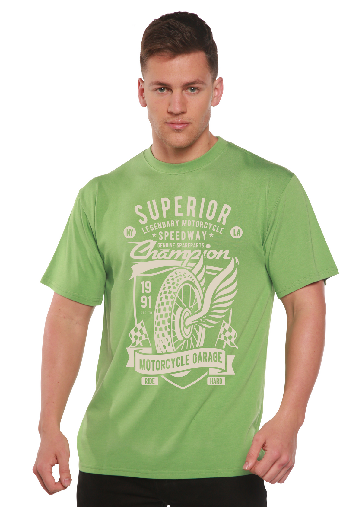 Superior Motorcycle Spun Bamboo® Men's Bamboo Viscose/Organic Cotton Short Sleeve Graphic T-Shirt