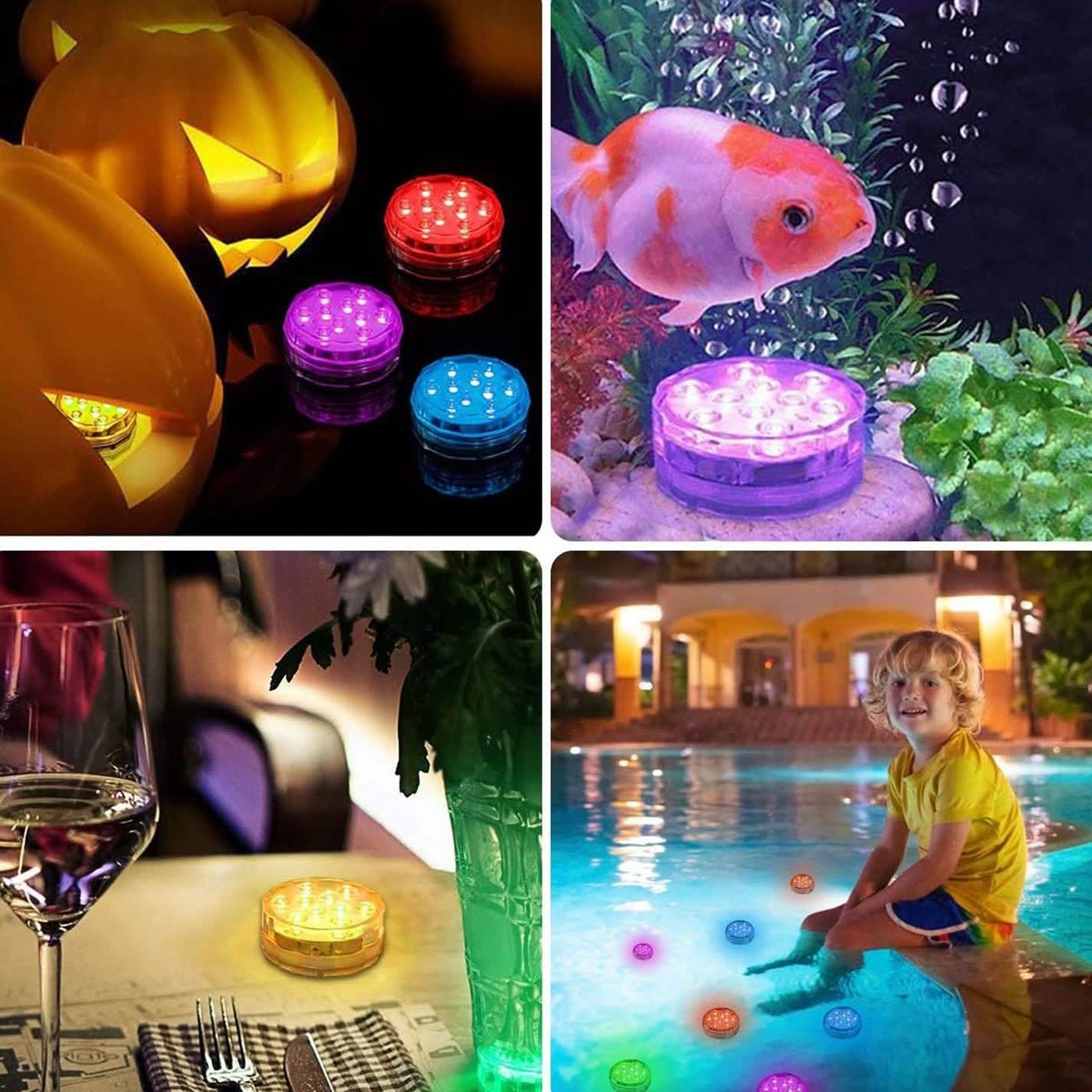 4-Piece: Submersible RGB LED Lights