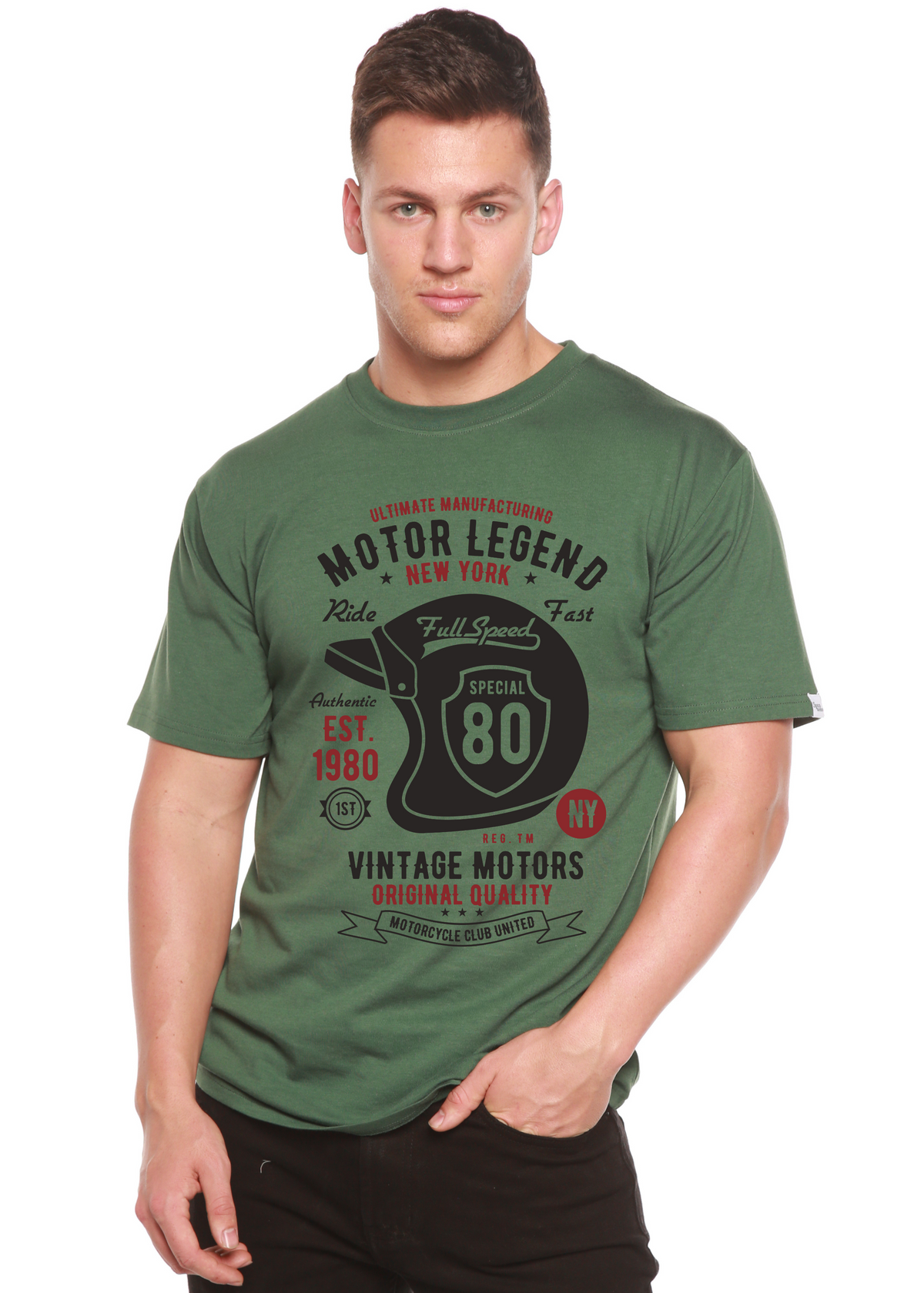 Motor Legend Helmet Men's Bamboo Viscose/Organic Cotton Short Sleeve Graphic T-Shirt