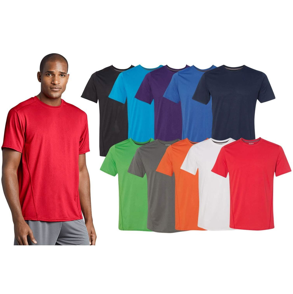 6-Pack: Men's Assorted Gildan Moisture Wicking Performance Tech T-Shirt