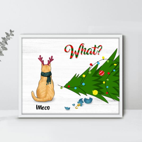 Personalized Christmas Cat Horizontal Poster - Best Gift For Cat Lover - What?