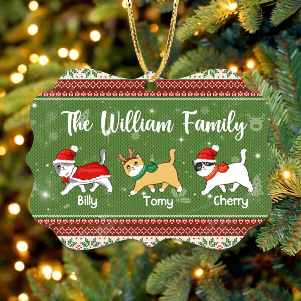 Personalized Christmas Cat Ornament - Best Gift For Cat Lovers - Family Name