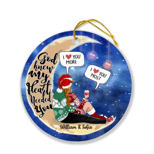Personalized Hugging Couple Ornament - Christmas Gift Idea For Couple - God Knew My Heart Needed You