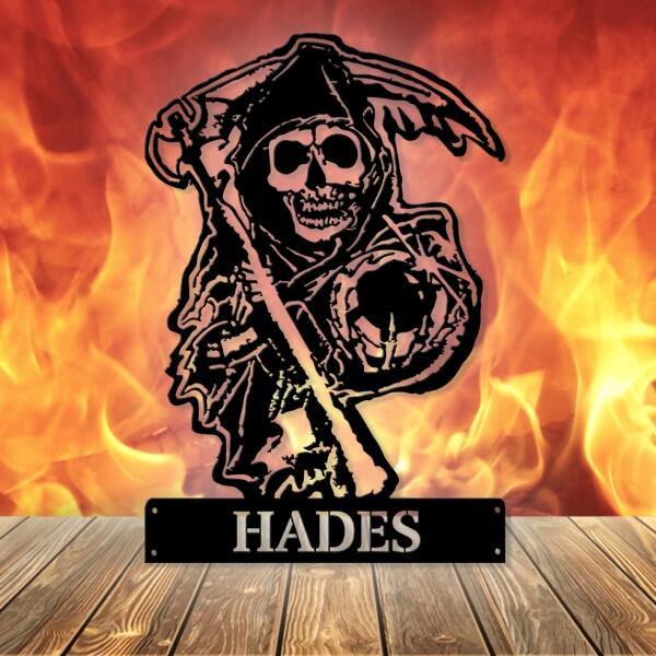 Personalized Bones Skull Skeleton Motorcycle Biker Metal Monogram Sign - Gift Idea For Motorcycle Lover