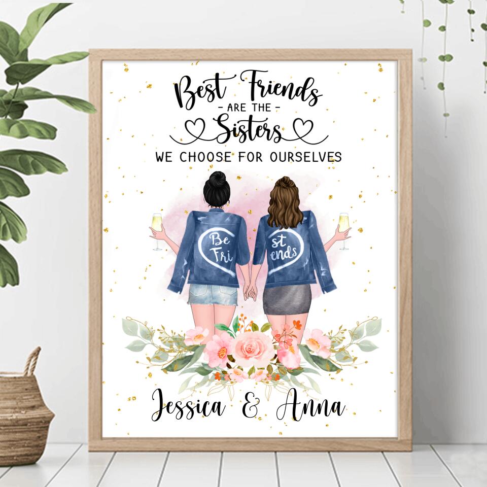 Personalized Bestie Vertical Poster - Gift For Best Friends/Birthday's Gift - Best Friends Are The Sisters