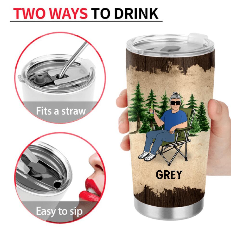 Personalized Grumpy Old Man Camping Tumbler - Gift Idea For Camping Lover - I'm A Grumpy Old Man