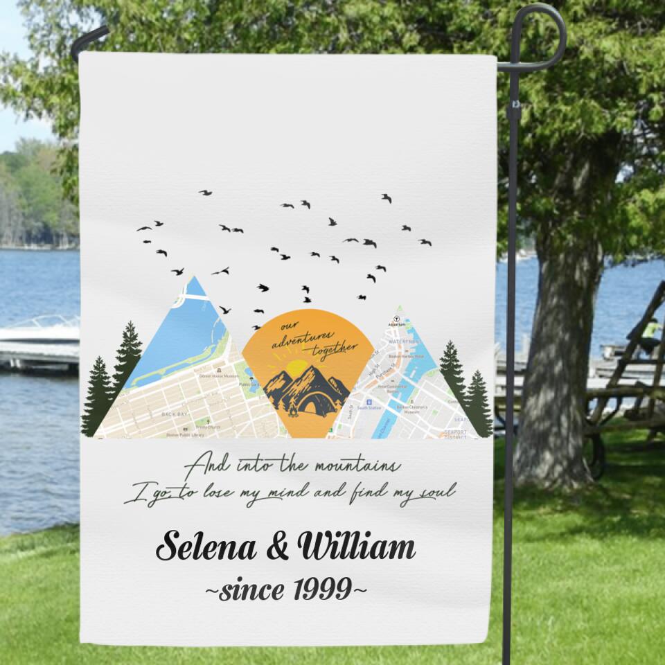Personalized Camping Map Flag - Up to 6 Maps - Best Gift For Camping Lovers - Taking Memories And Leaving Footprints