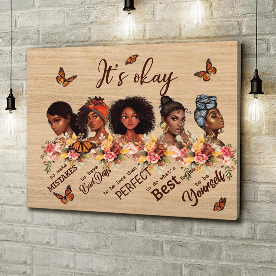 Personalized Black Girls Canvas - Gift Idea For Friends - It's Okay To Make Mistakes