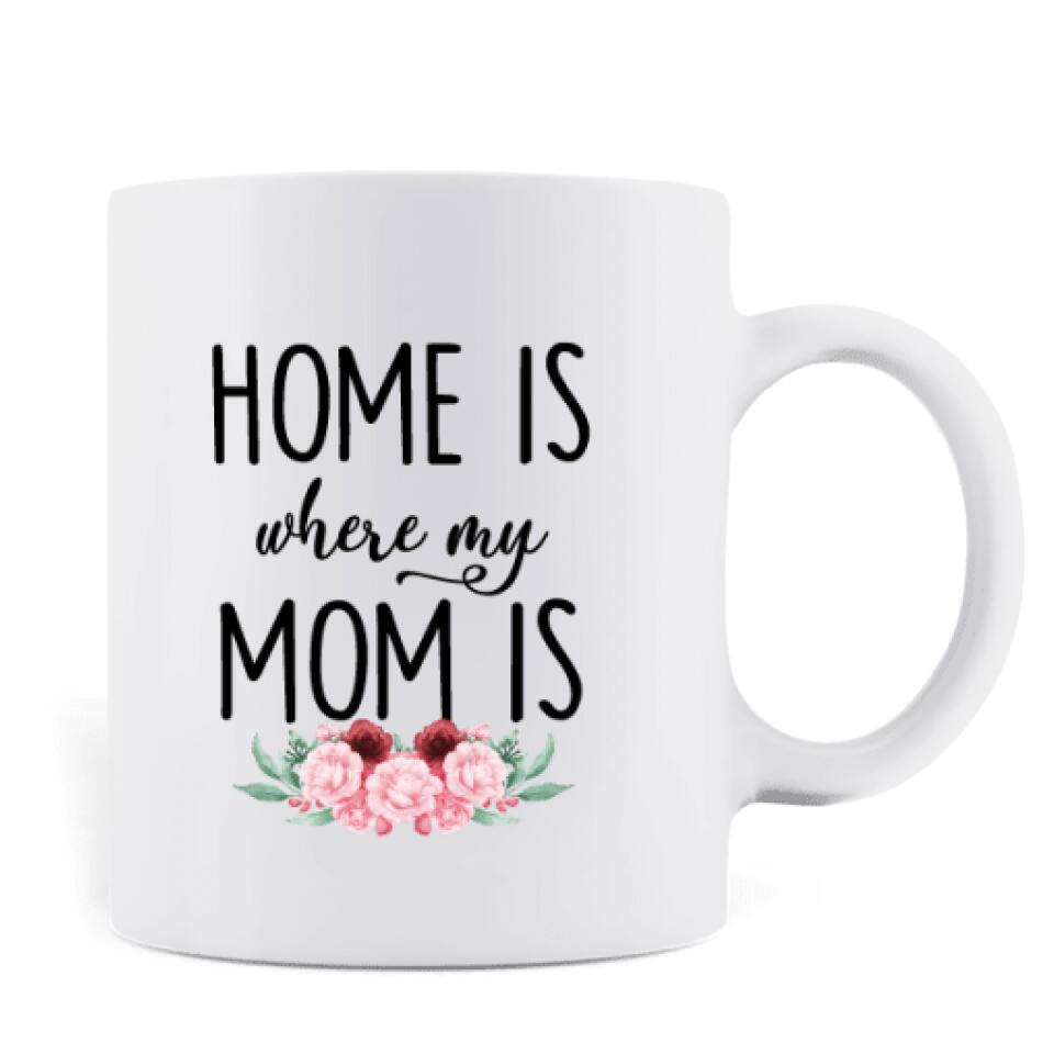 Personalized Long Distance Relationship Coffee Mug - Best Gift Idea For Mother's Day/Father's Day - Home Is Where My Mom Is