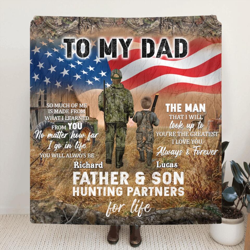 Personalized Hunting Fleece Throw Blanket/Quilt - Gift Idea For Father's Day - I Love You Always & Forever