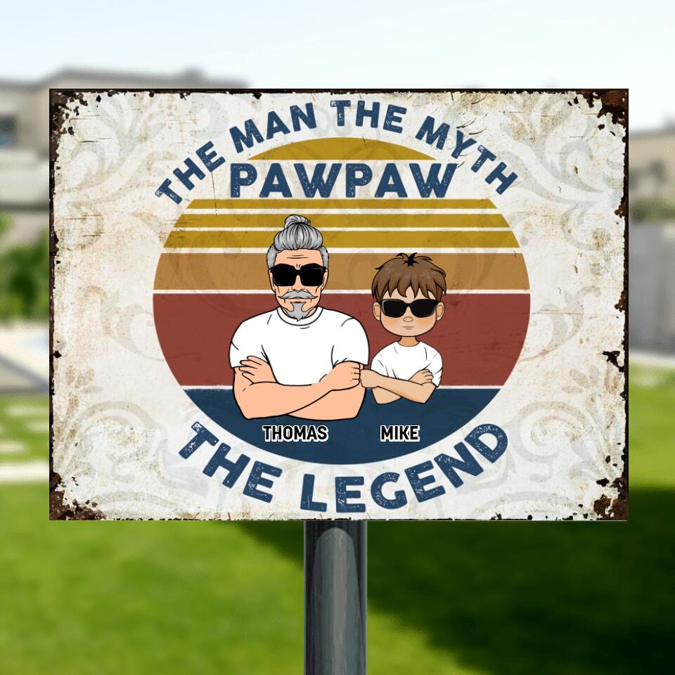 Personalized Father/Grandpa Metal Sign - Gift Idea For Father's Day - The Man The Myth The Legend