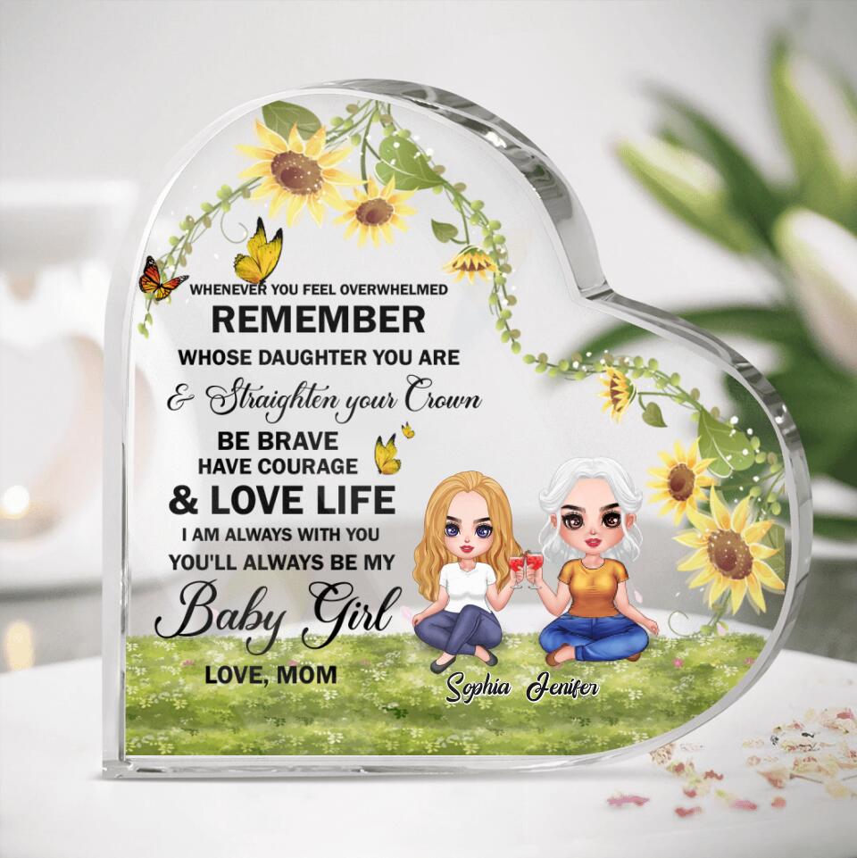 Personalized To My Daughter Heart Acrylic Plaque - Gift Idea From Mom To Daughter - You'll Always Be My Baby Girl