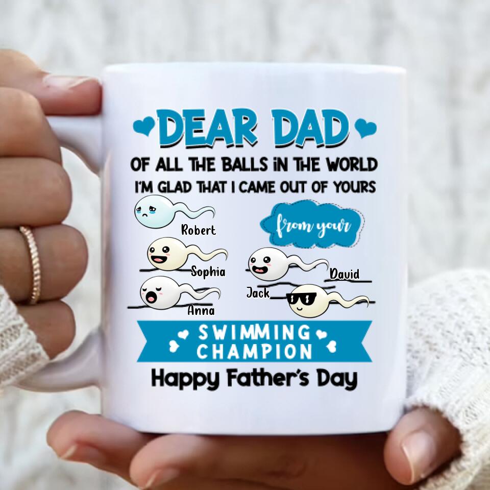 Personalized Father Mug - Up to 5 Kids - Gift Idea For Father's Day - I'm Glad That I Came Out Of Yours