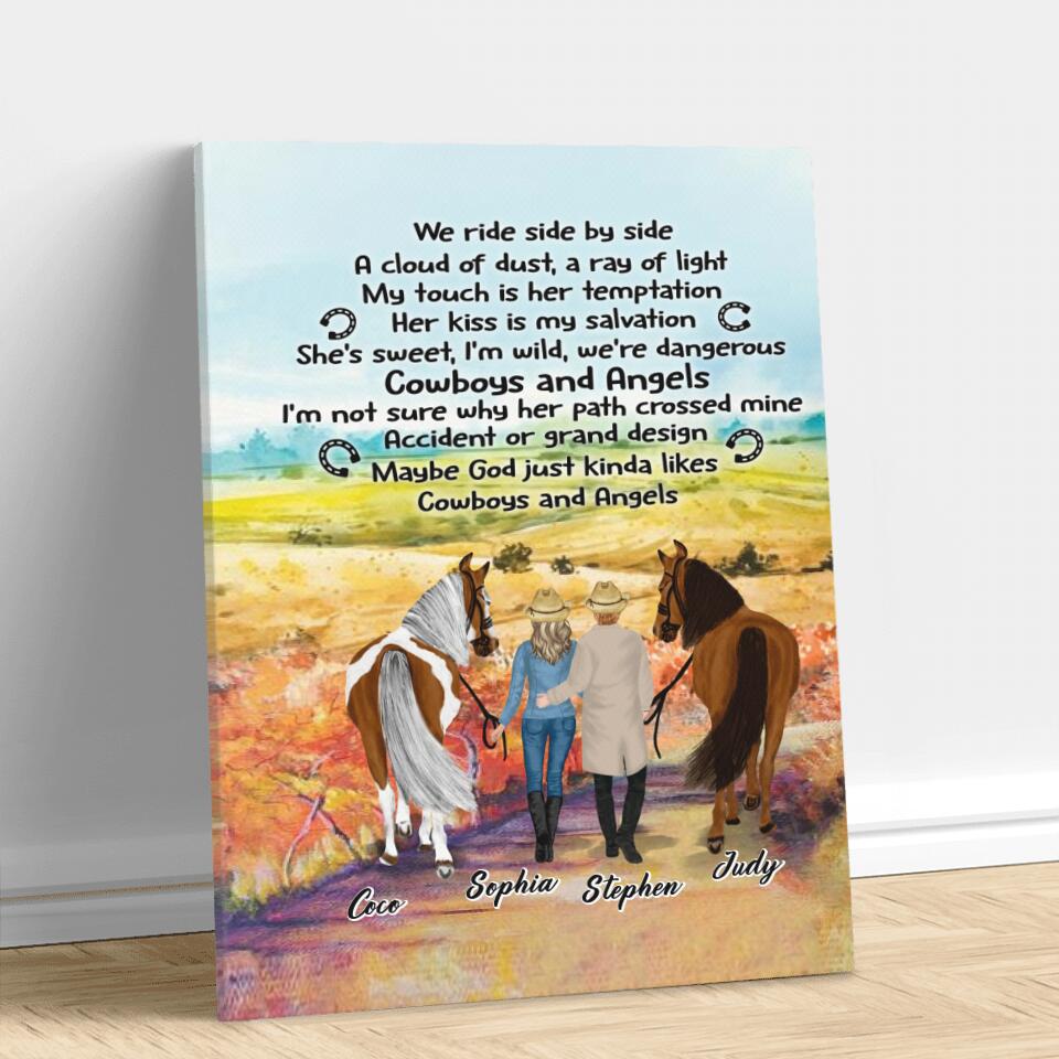 Personalized Horse Couple Canvas - Gift Idea For Couples, For Her, For Him, Horse Lovers - We Ride Side By Side