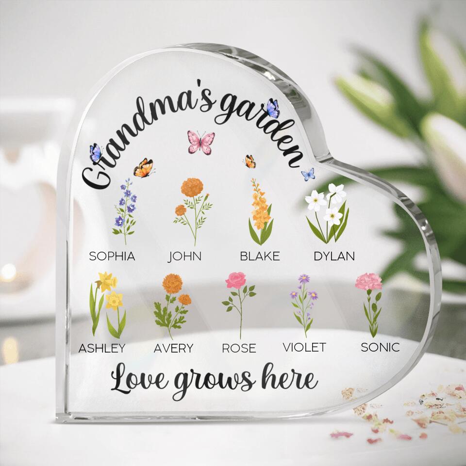 Personalized Grandma's Garden Acrylic Plaque - Gift Idea For Grandma/Garden Lover - Love Grows Here