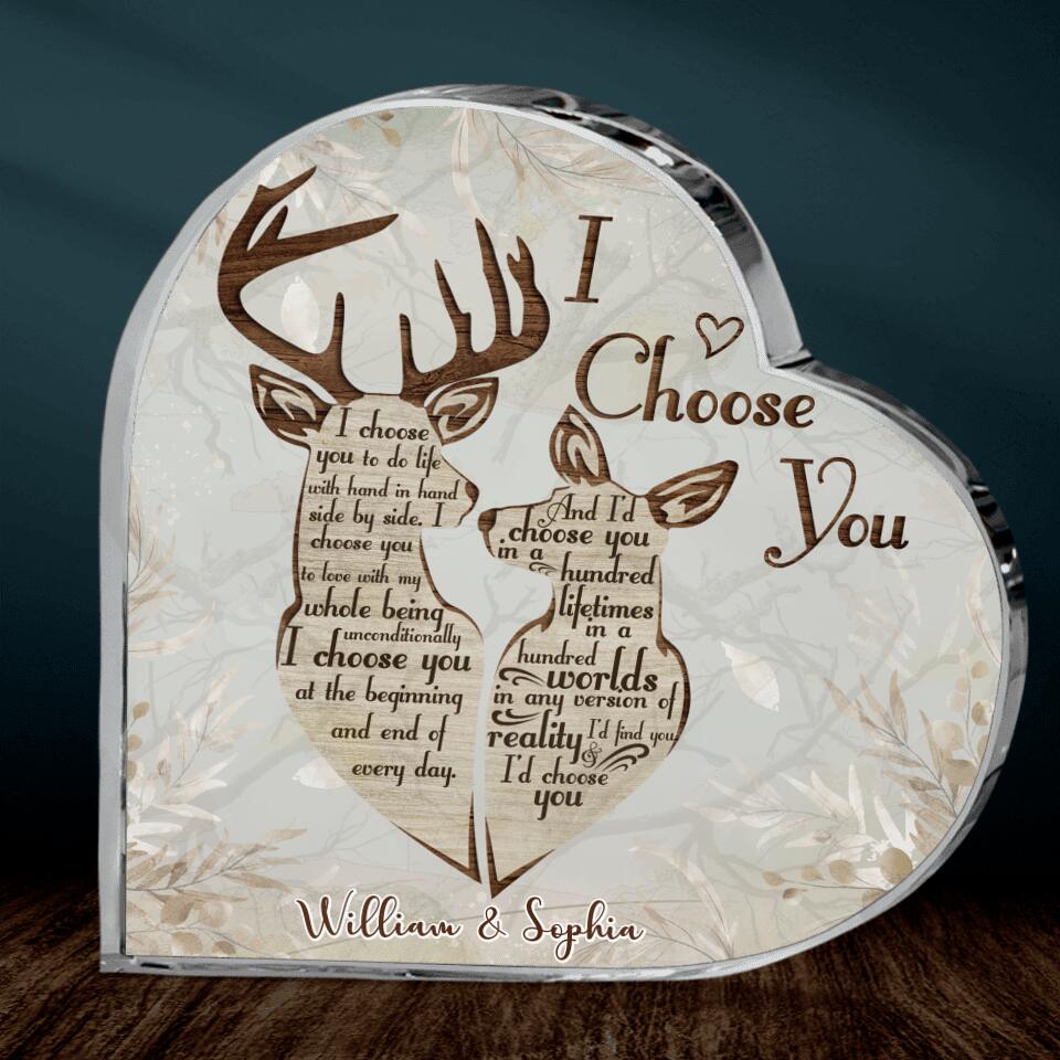 Personalized Deer Couple Acrylic Plaque - Gift Idea For Couple - I Choose You