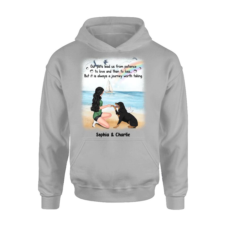Personalized Dog Mom Shirt/Hoodie - Memorial Gift For Dog Mom/Dog Lover - Our pets lead us from patience to love and then to loss
