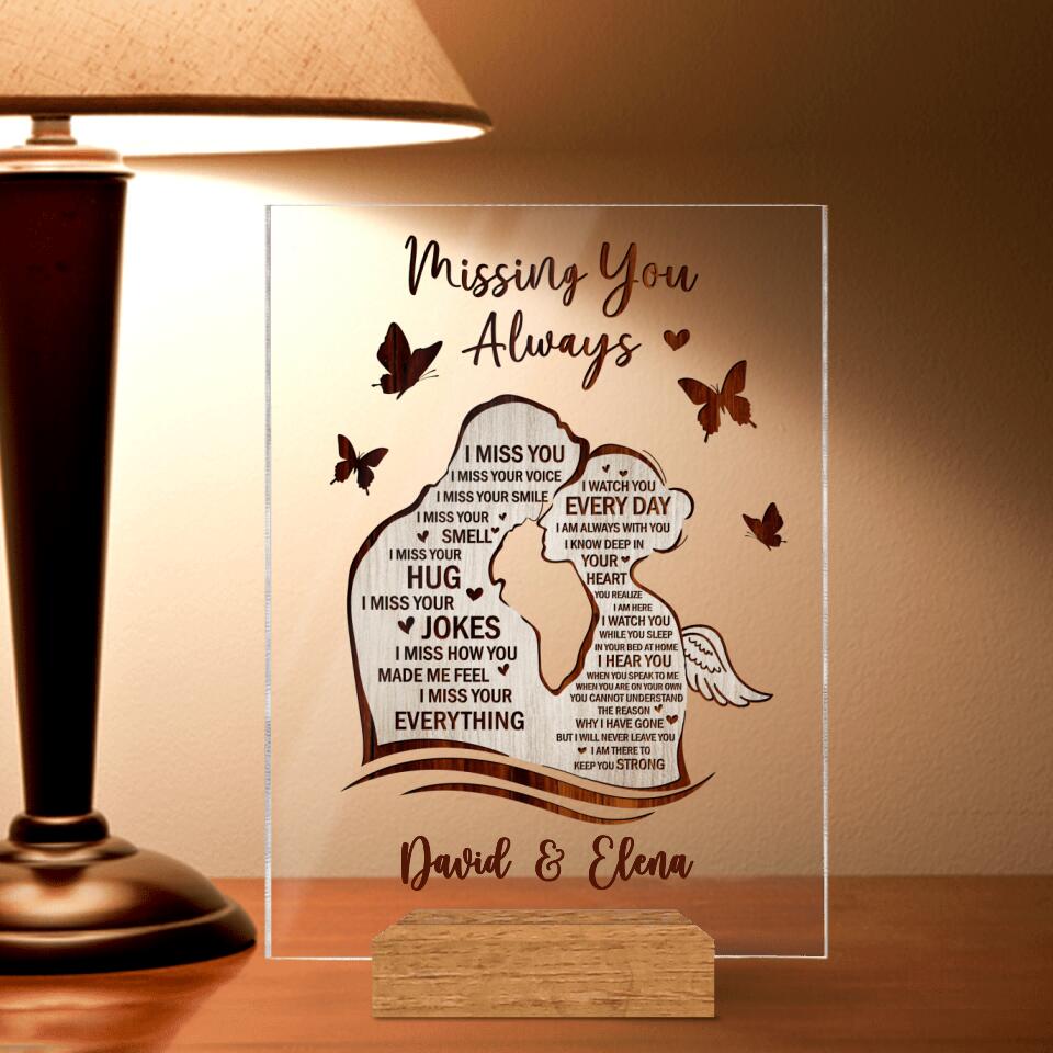 Personalized Memorial Acrylic Plaque - Memorial Gift Idea for Loss Of Wife - Missing You Always