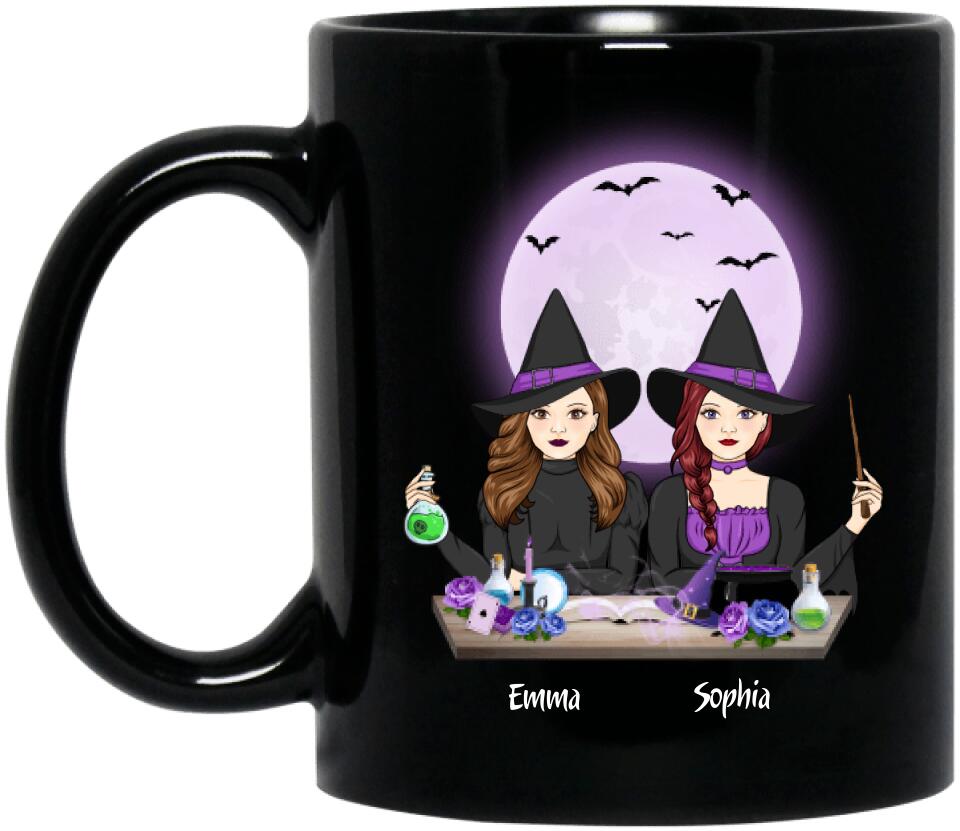 Personalized Witches Coffee Mug - Gift Idea For Halloween/Friends with up to 4 Witches - Sisters Of The Moon Are Soul Sisters