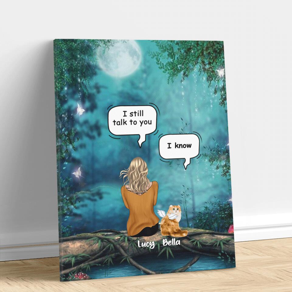 Personalized Cat Memorial Canvas - Up to 5 Cats - Best Gift For Cat Lover - I Still Talk To You