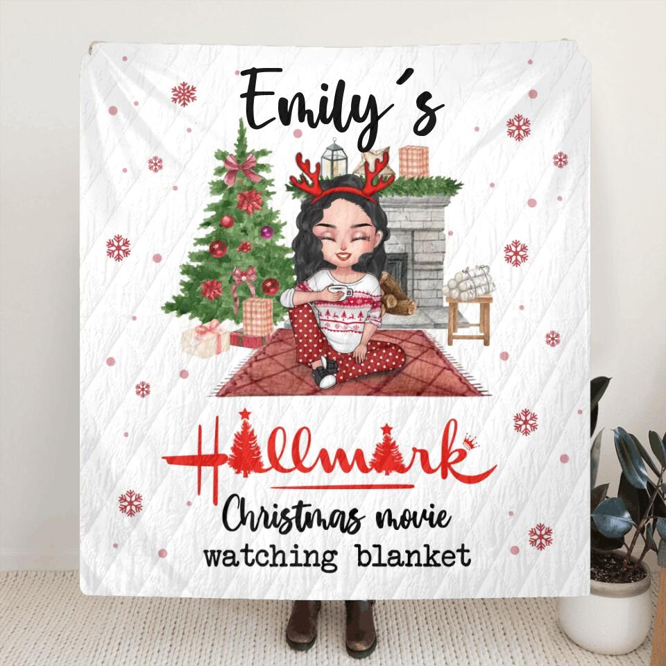 Personalized Christmas Fleece Throw Blanket/Quilt - Gift Idea For Christmas/Friends - Emily's Hallmark Christmas Movie Watching Blanket