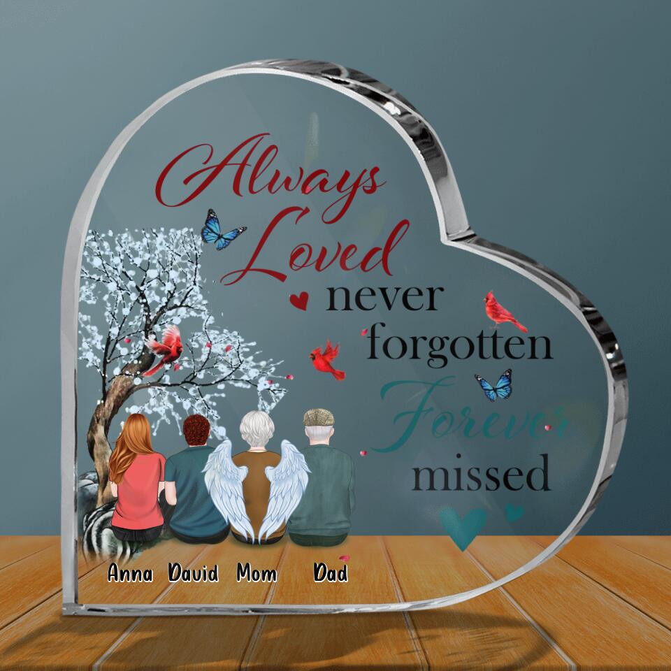 Personalized Memorial Family Crystal Heart - Up to 4 People - Christmas Memorial Gift For Loss Of Family Member - Always Loved Never Forgotten
Forever Missed