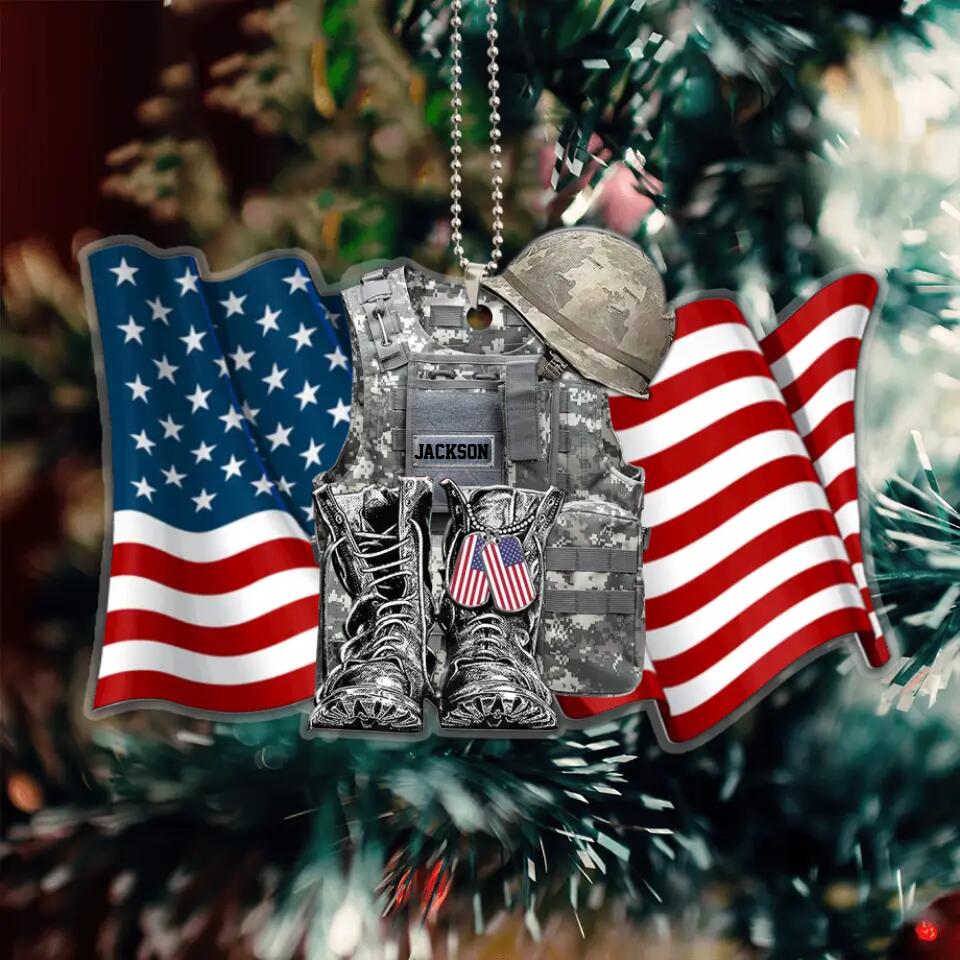 Personalized Veteran Uniform Acrylic Ornament - Gift Idea For Veterans/Father/Family Member
