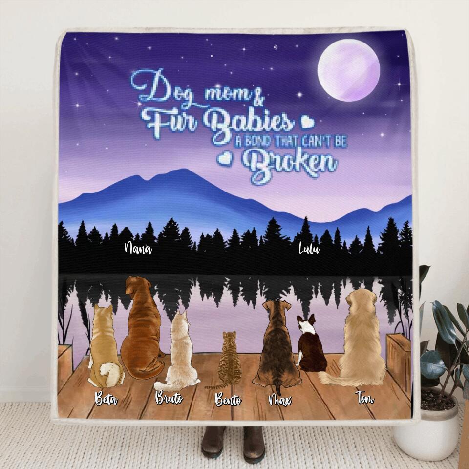 Personalized Pet Moonlight Quilt/Fleece Blanket - Gift for Dog Lovers, Cat Lovers - Up to 7 Pets