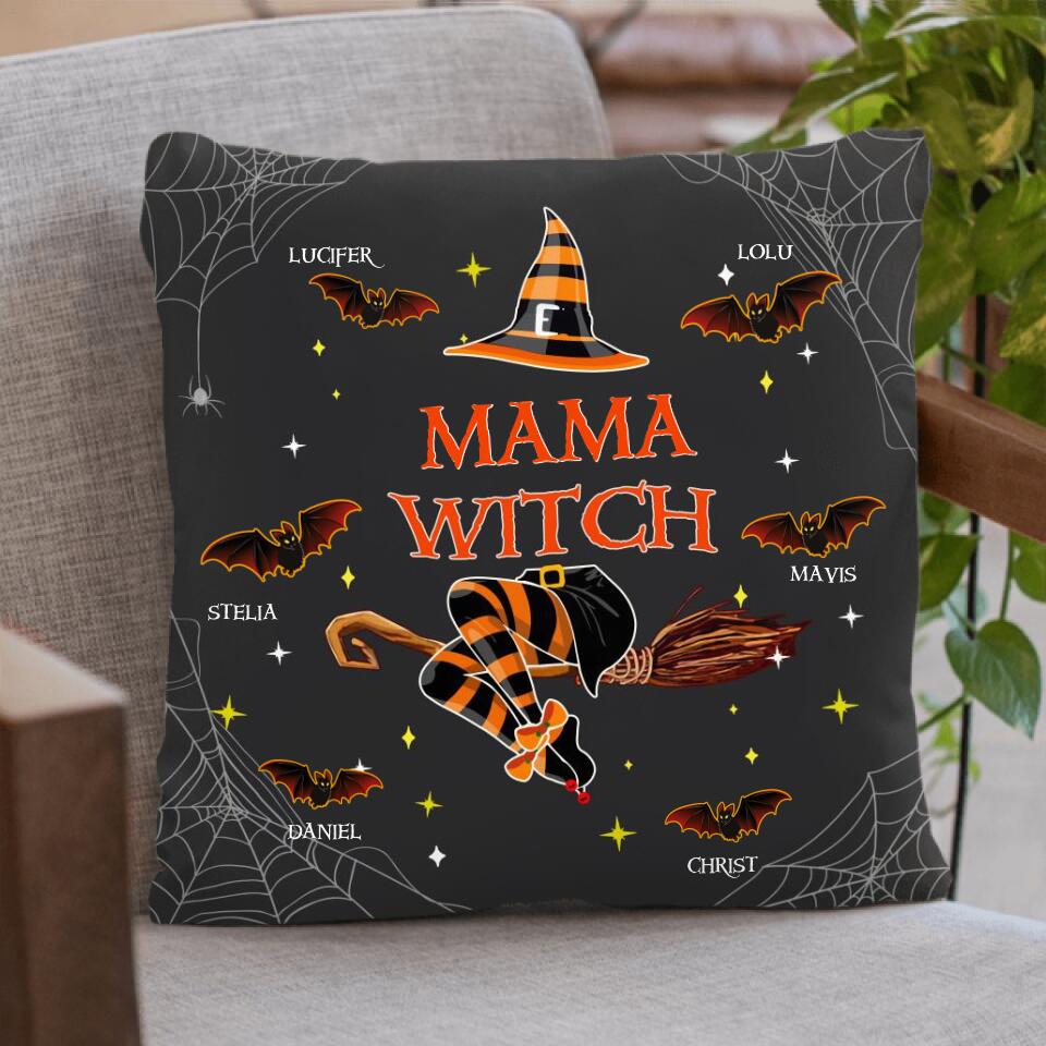Personalized Halloween Bat Pillow Cover - Up to 6 Bats - Halloween Gift for Mother/Grandmother - Mama Witch