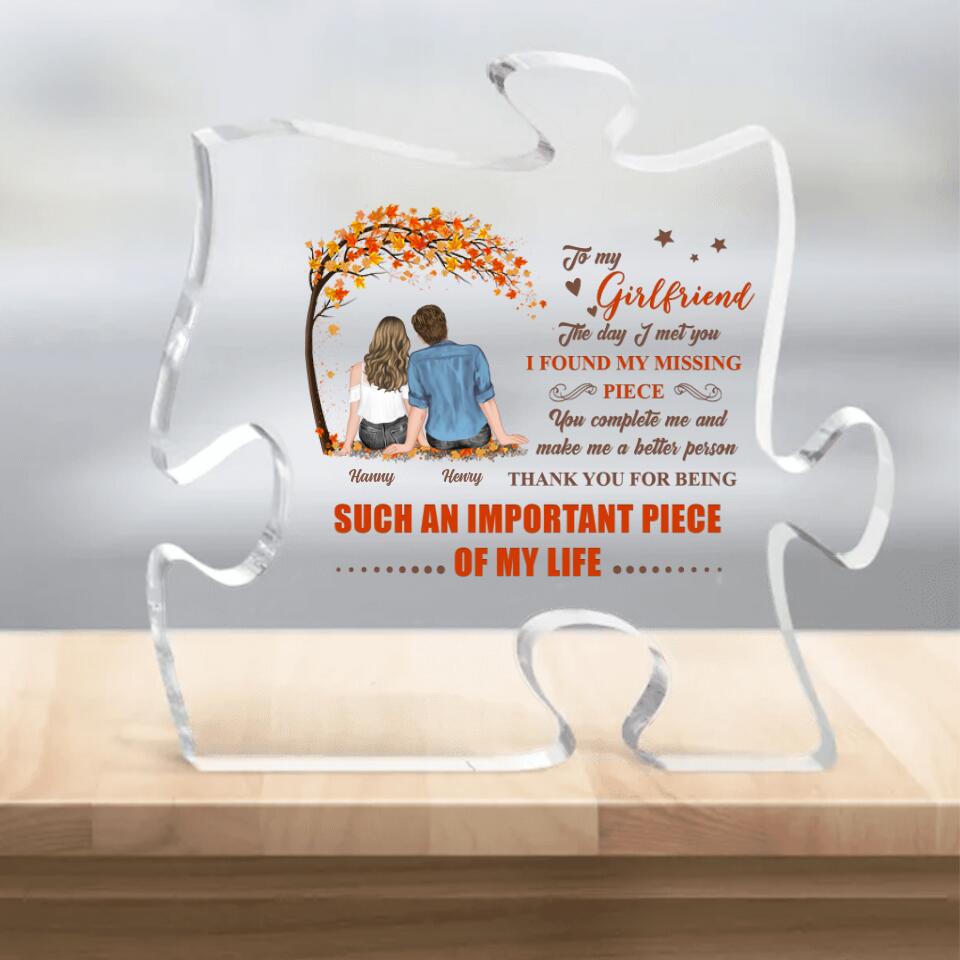 Personalized Couple Puzzle Acrylic Plaque - Gift for Couple, Husband and Wife - You complete me