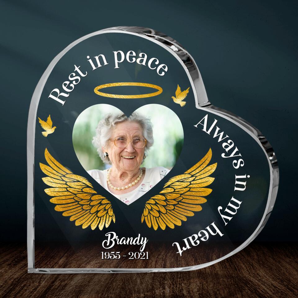 Personalized Memorial Photo Acrylic Plaque - Christmas Memorial Gift Idea For Family Member/ Dog/Cat/ Horse Lover - Rest In Peace Always In My Heart