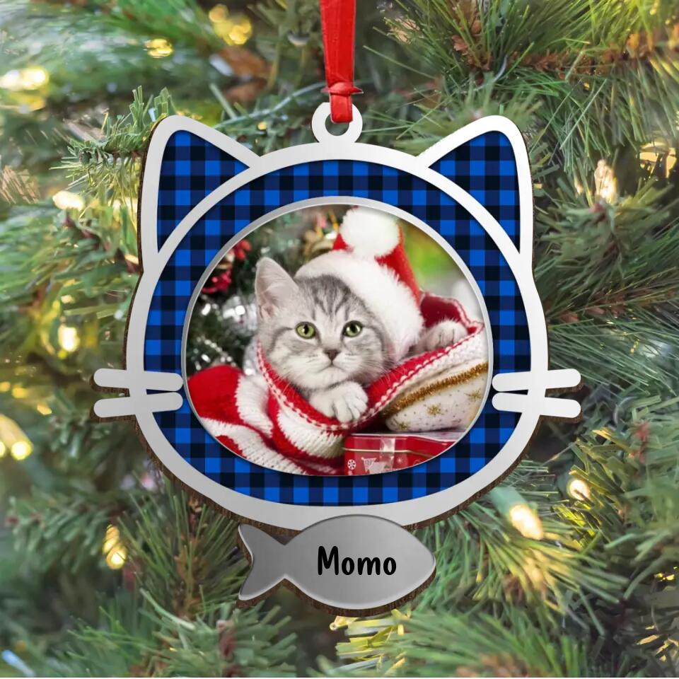 Personalized Cat Photo Wooden Ornament - Christmas Gift Idea For Cat Lovers