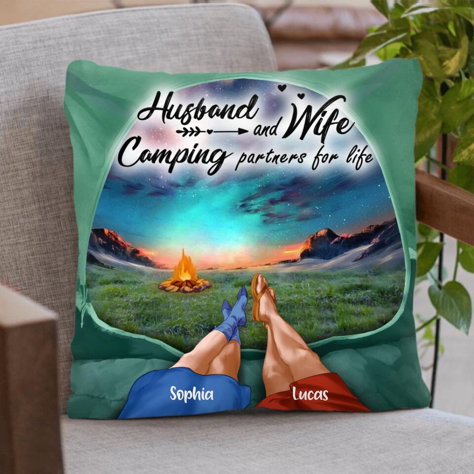Personalized Camping Pillow Cover, Cushion Cover - Camping in tent - Gift Idea For Camping Couple - 619Z6N