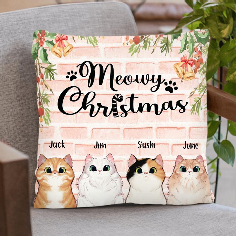 Personalized Christmas Cat Pillow Cover - Best Gift Ideas For Christmas and Cat Lovers - Meowy Christmas - TW5J6V