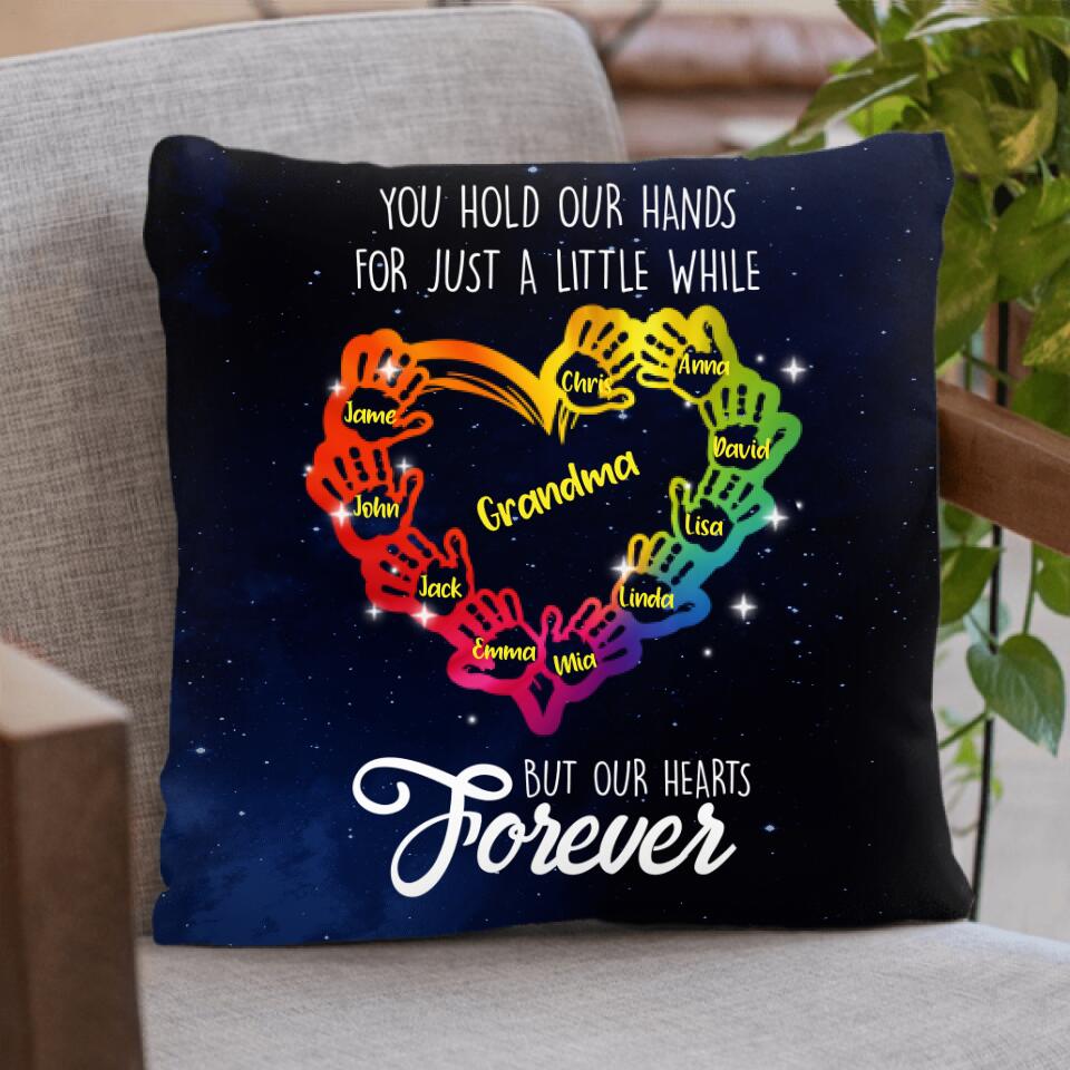 Personalized Grandma Pillow Cover - Up to 10 Kids - Grandma Whenever You Touch This Heart