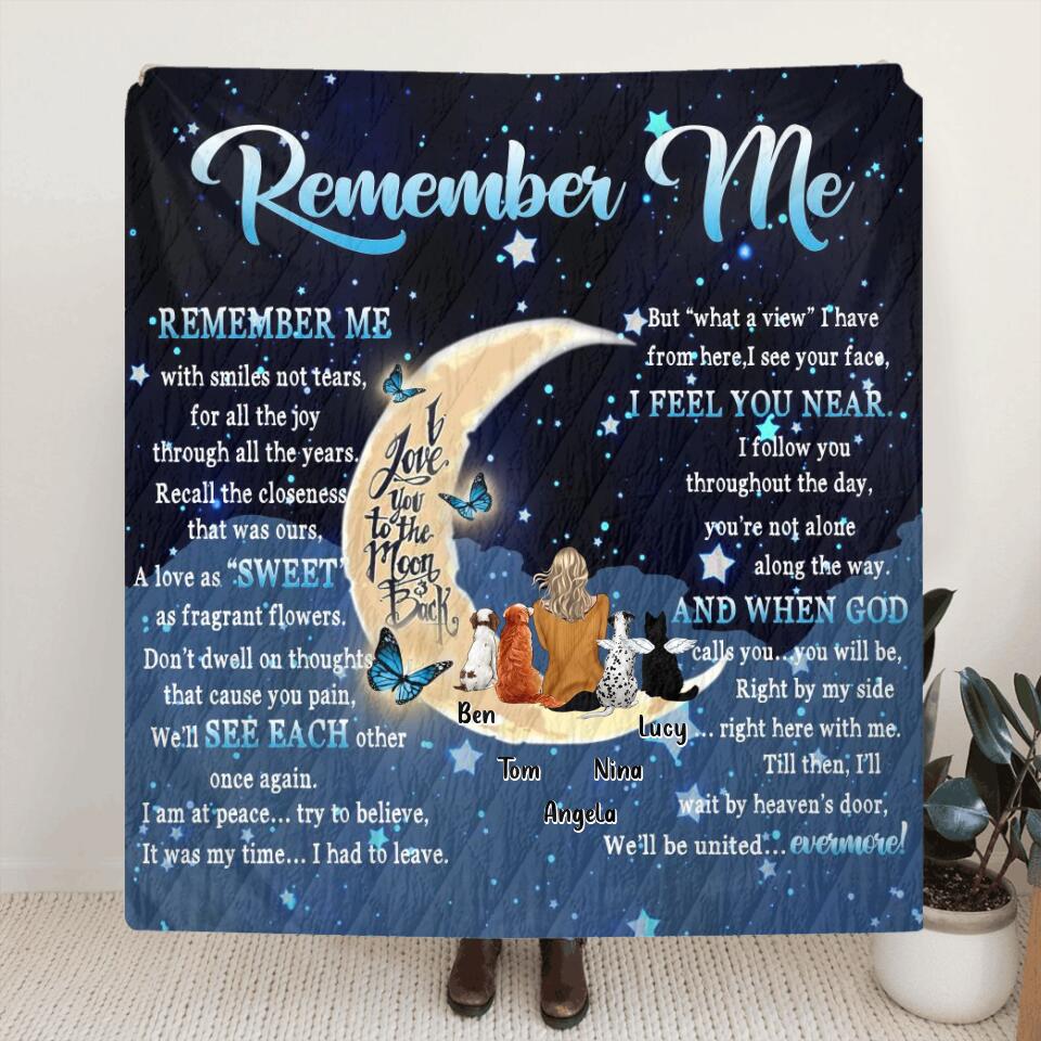 Personalized Memorial Quilt/Fleece Blanket/Pillow Cover - Up to 4 Pets - Best Gift For Dog/Cat Lovers - Remember Me