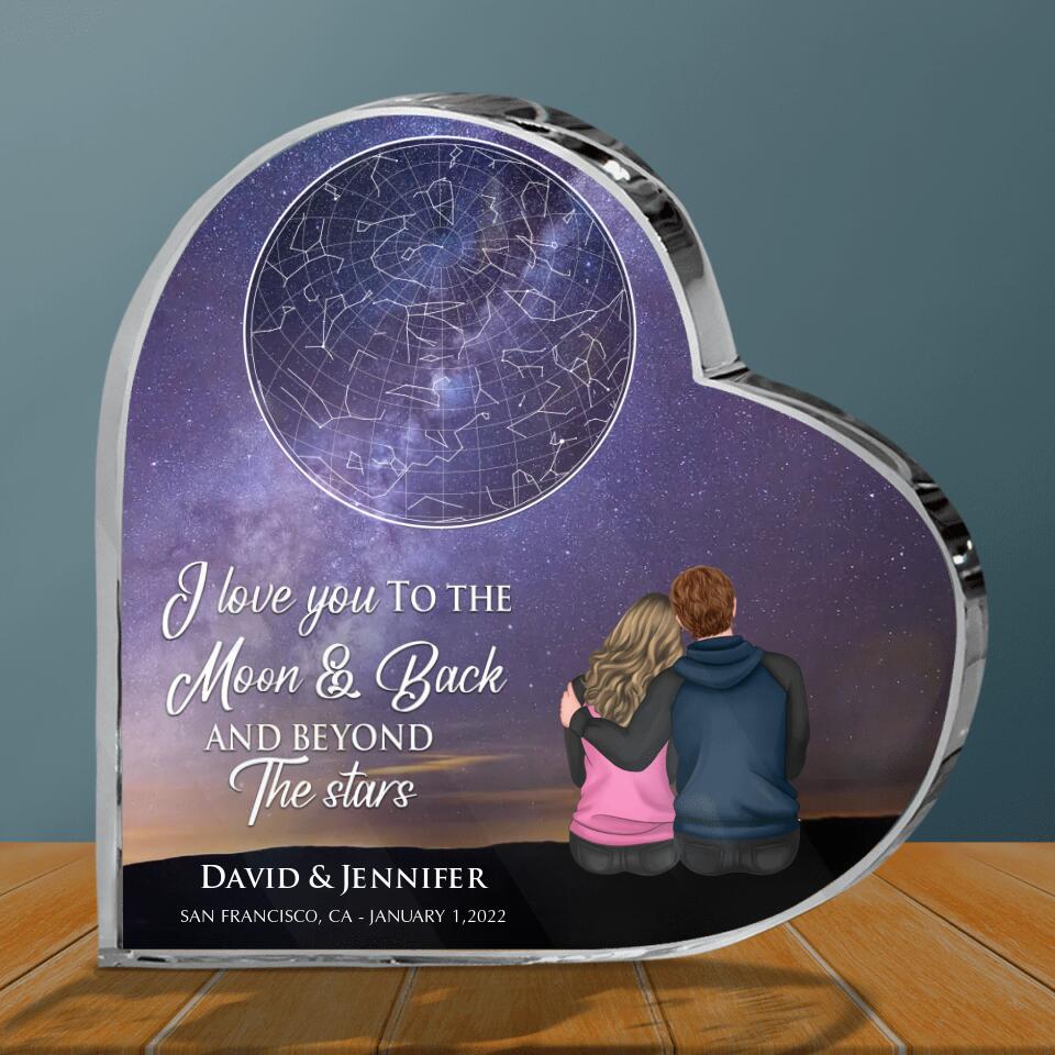 Personalized Couple Acrylic Plaque - Gift Idea For Couple - I Love You To The Moon & Back
