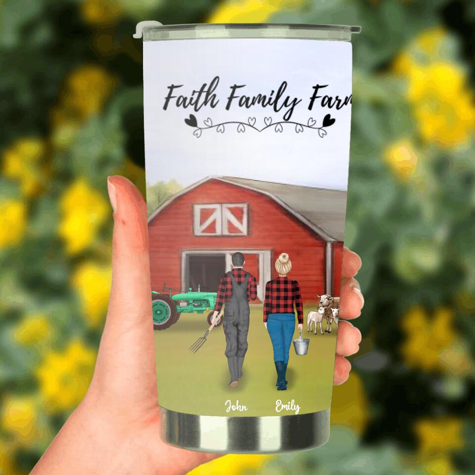 Personalized Custom Farming Tumbler - Gift Idea For The Whole Family, Farming Lovers - Couple/Parents Up to 2 Kids - Faith Family Farm
