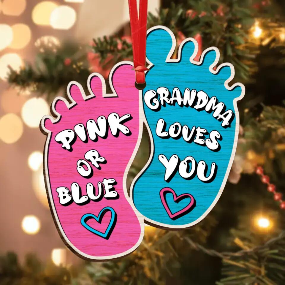 Personalized Baby Wooden Ornament - Christmas Gift Idea For Family - Pink Or Blue