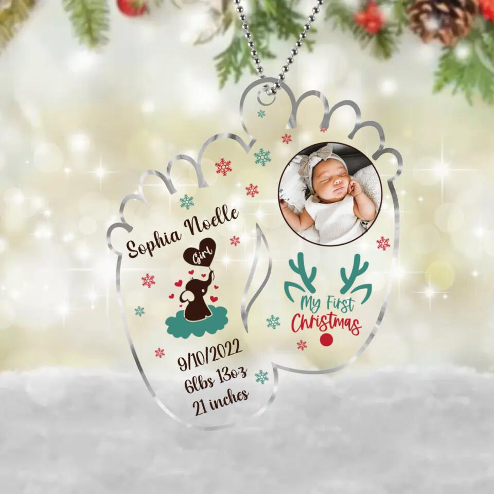 Personalized Feet Acrylic Ornament - Upload Baby Photo - Christmas Gift Idea - My First Christmas