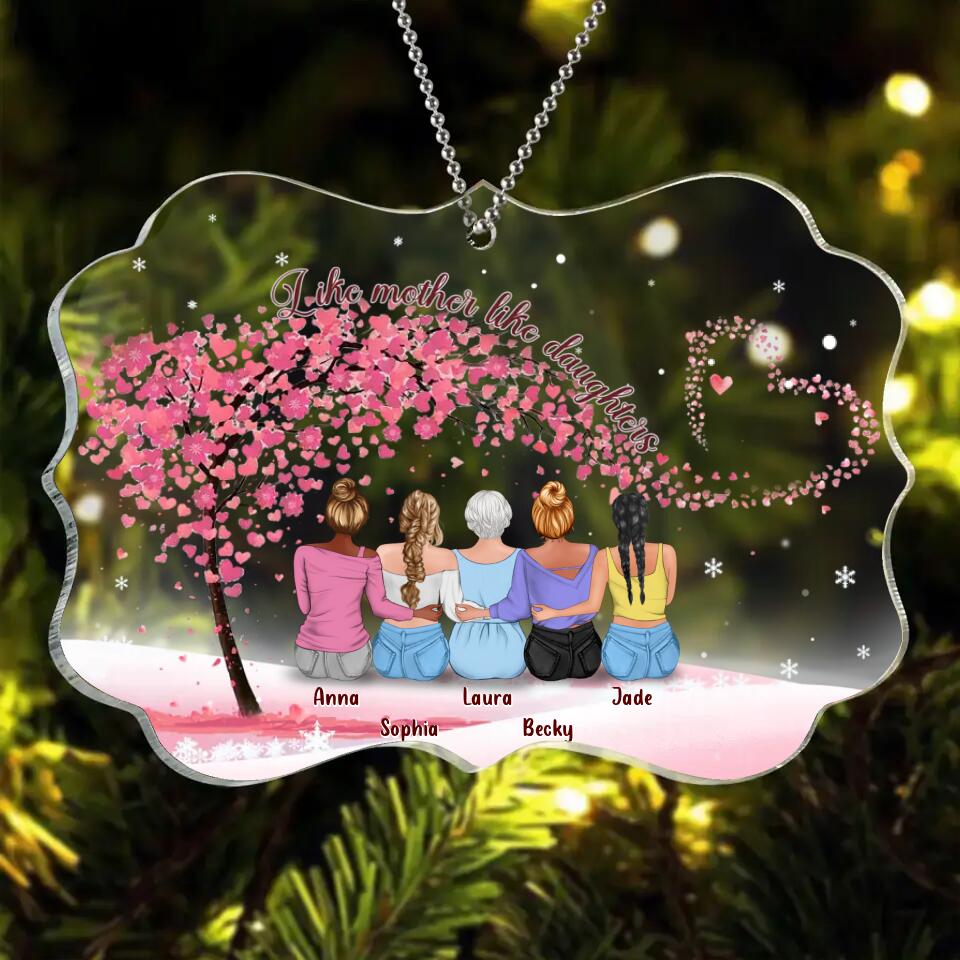 Personalized Mom & Daughters Rectangle Acrylic Ornament - Gift Idea For Mom/Mother's Day Gift Idea - Up to 4 Daughters - Like Mother Like Daughter
