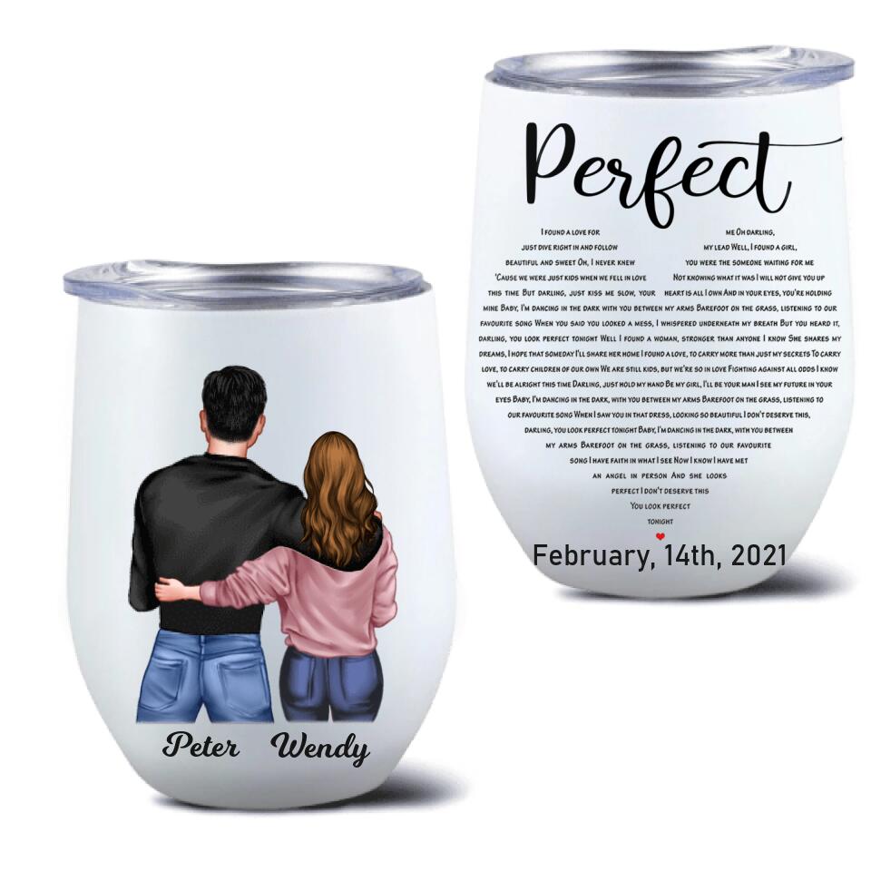 Personalized Perfect Heart Couple Wine Tumbler - Valentine's Day Gift Idea For Couple