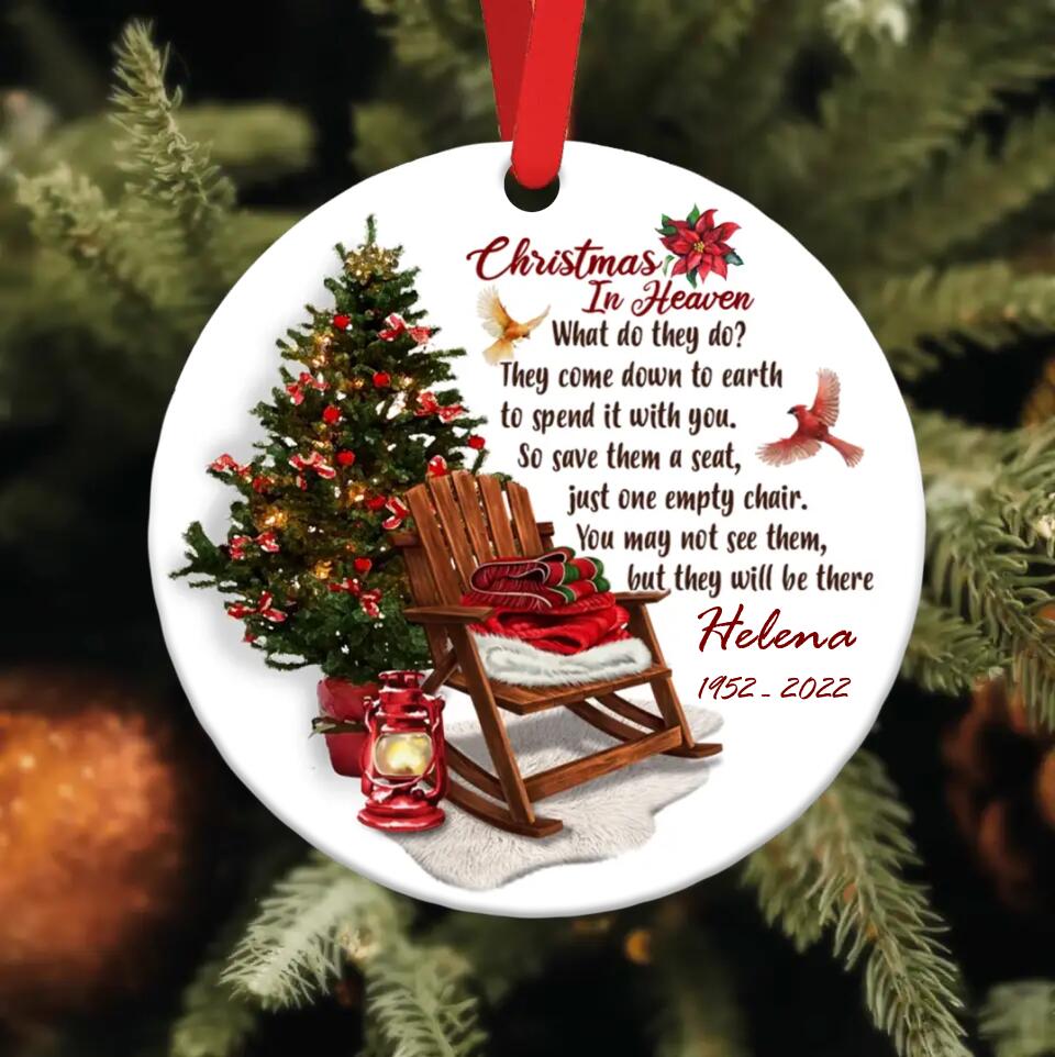 Personalized Christmas In Heaven Circle Wooden Ornament - Memorial Gift Idea - You May Not See Them But They Will Be There