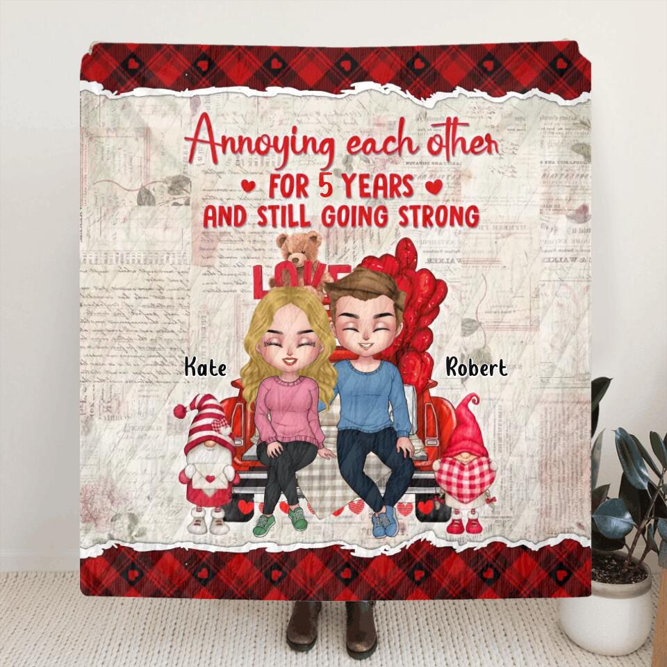 Personalized Couple Truck Pillow Cover/Quilt/Fleece Throw Blanket - Gift For Couple - Mother's Day Gift For Wife From Husband - Annoying Each Other For 5 Years And Still Going Strong