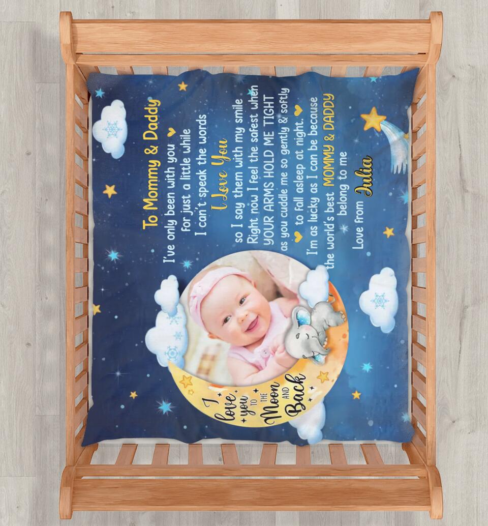 Personalized Baby Photo Fleece Throw Blanket - Gift Idea For Baby - To Mommy & Daddy