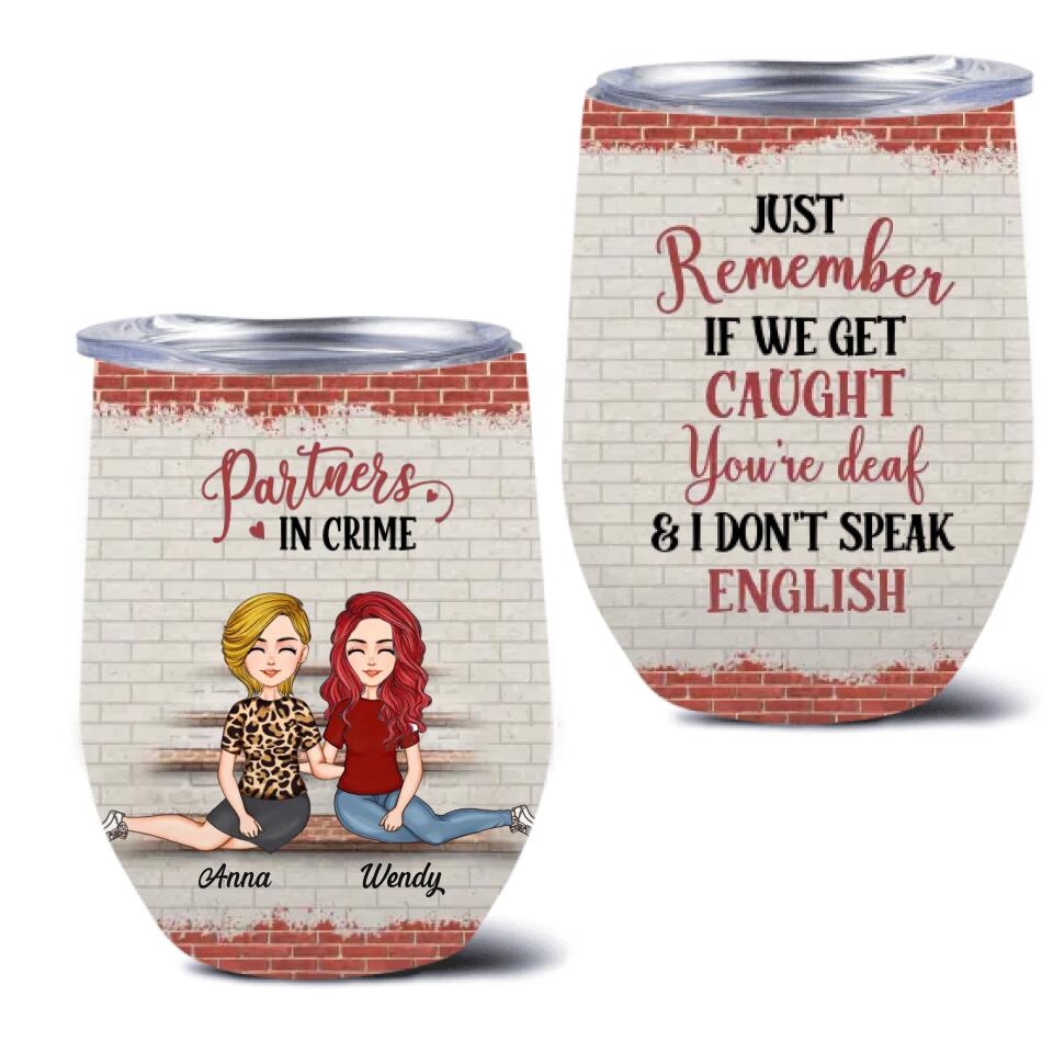 Personalized Besties Wine Tumbler - Gift for BFF/Sisters - Partners in crime Wine tumbler