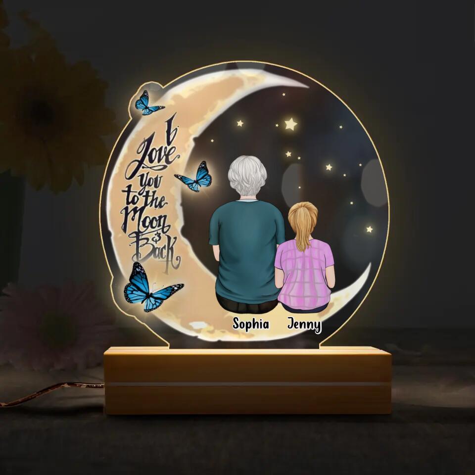 Personalized Grandma Acrylic Night Light - Mother's Day Gift Idea for Grandma - I Love You To The Moon & Back