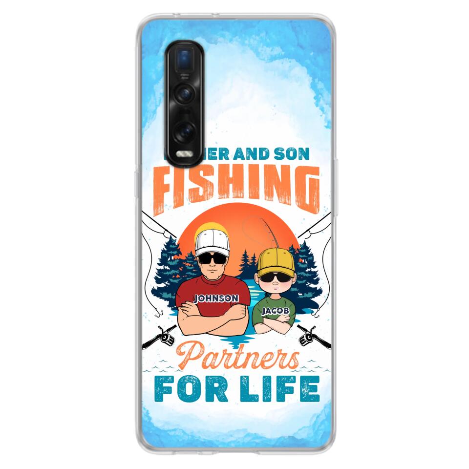Personalized Father And Son Fishing Phone Case For Xiaomi/Oppo/Huawei - Dad With Up to 3 Children - Gift Idea For Father/Son/Daughter/Father's Day/Fishing Lover - Father And Son Fishing Partners For Life