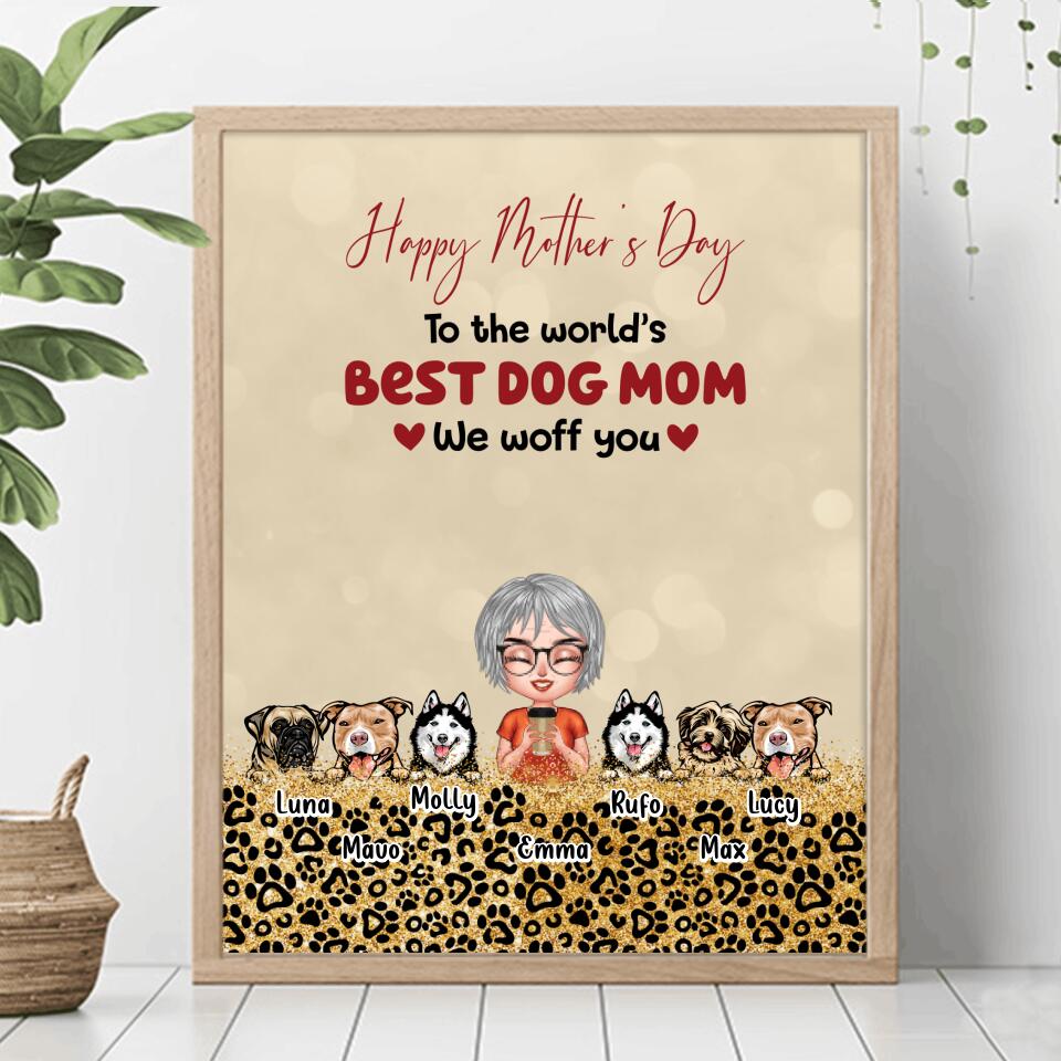 Personalized Dog Mom/Dog Dad Poster - Man/Woman With Up to 6 Dogs - Mother's Day/Father's Day Gift Idea For Dog Lover